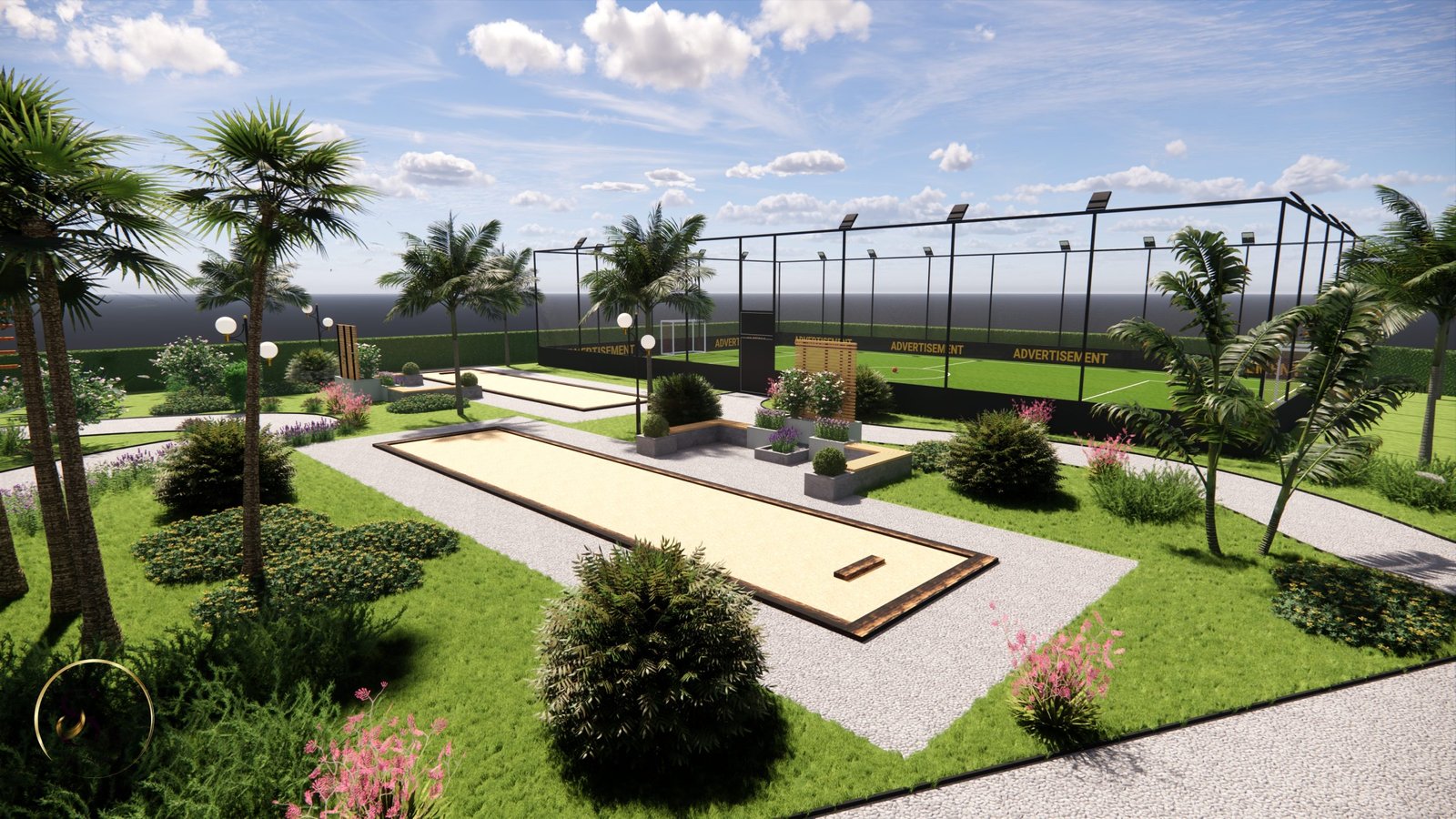 terrain de padel avec clôture