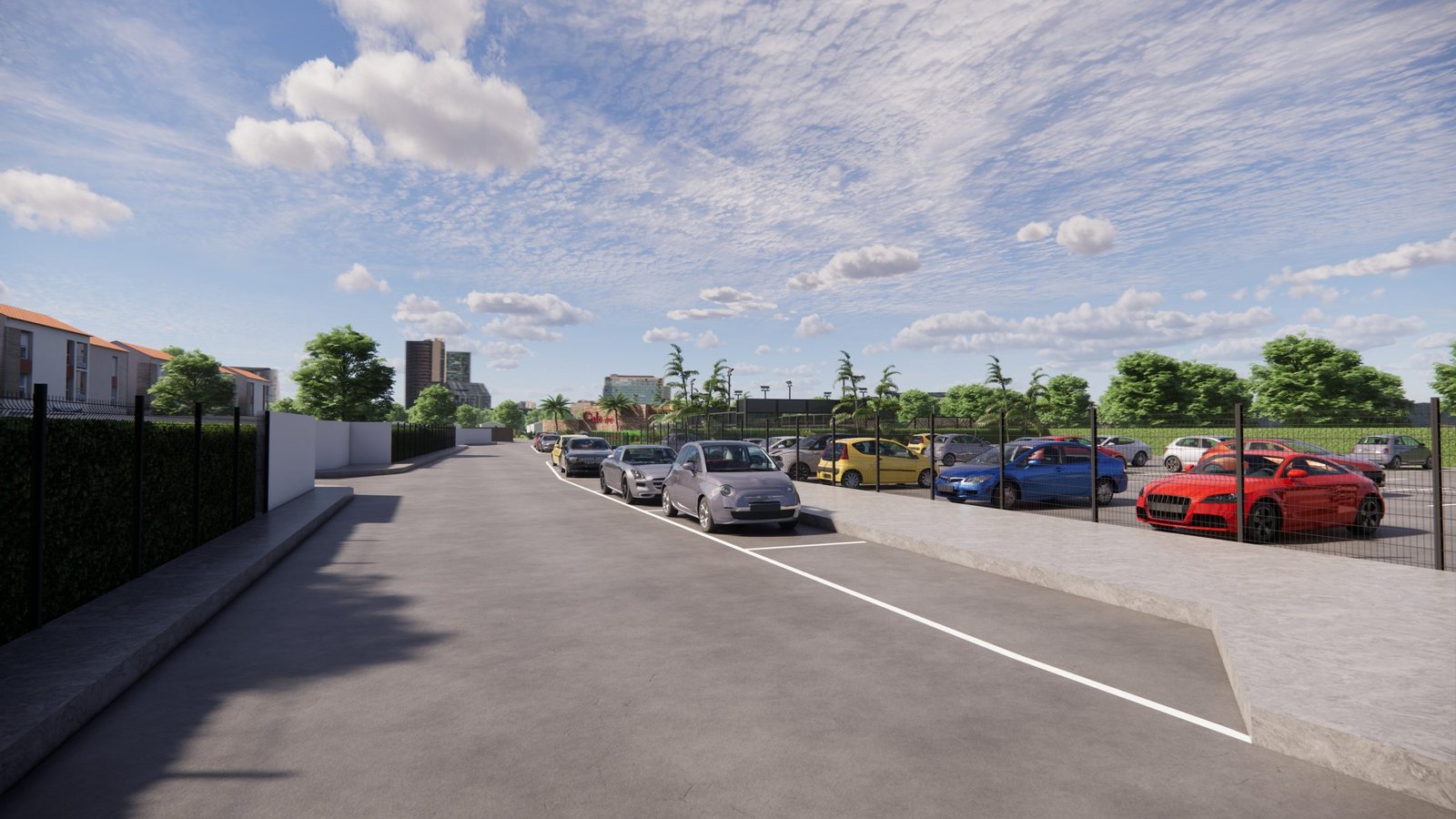 Vue réaliste parking camping Cala Gogo