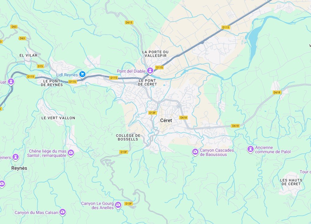 Carte de Céret pour la localisation du projet de plan 3D
