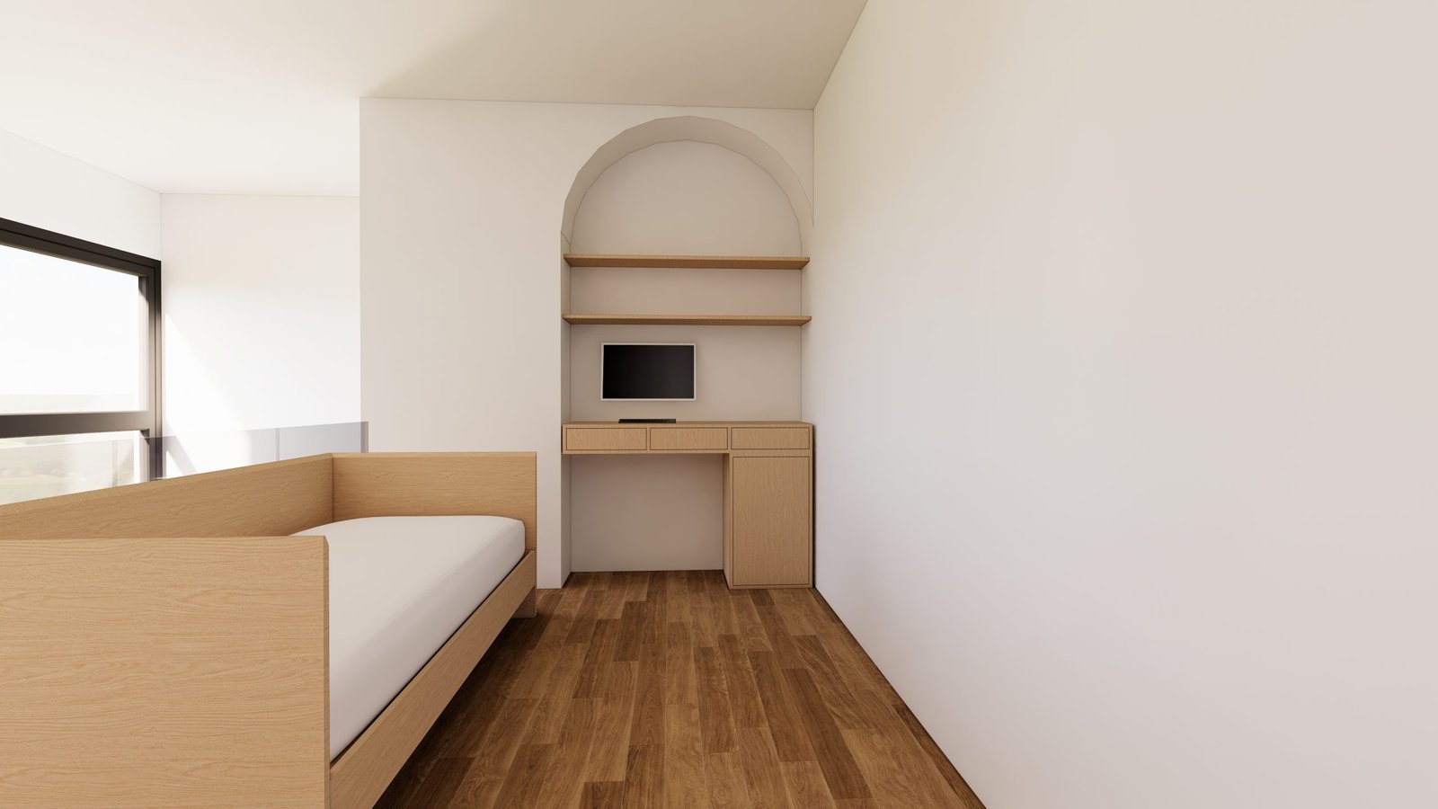 Plan 3D intérieur d'une chambre aménagée à Canohès