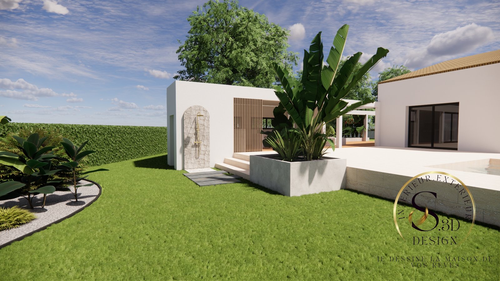 Aménagement extérieur 3D avec piscine à Perpignan