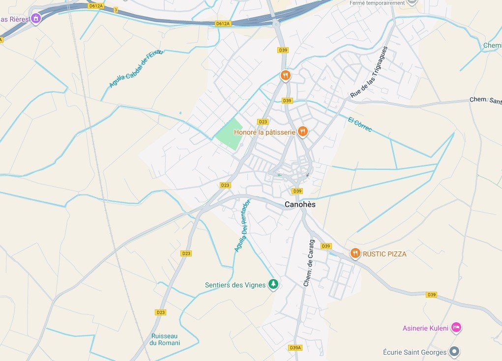 Carte de localisation de Canohès dans les Pyrénées-Orientales
