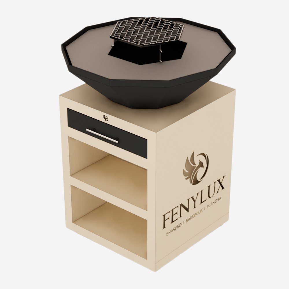 Rendu 3D brasero beige FENYLUX à Perpignan