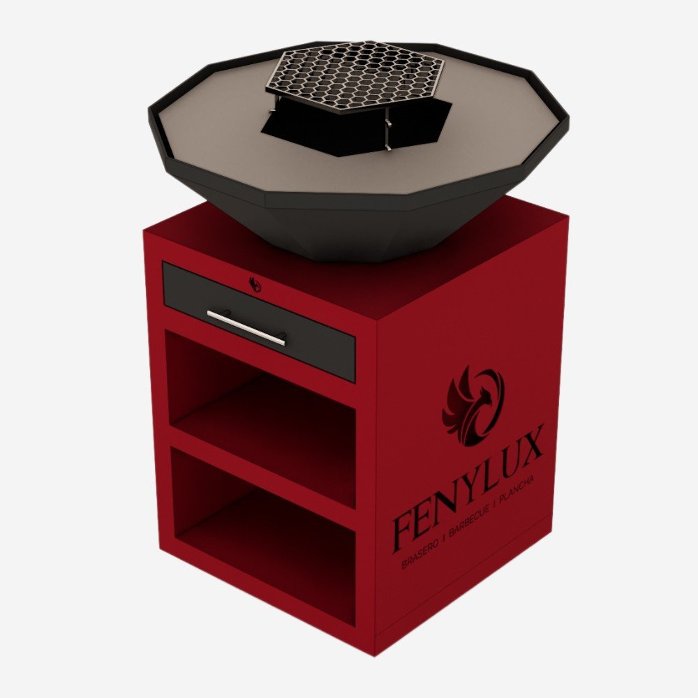 Modélisation 3D d’un brasero rouge FENYLUX à Perpignan