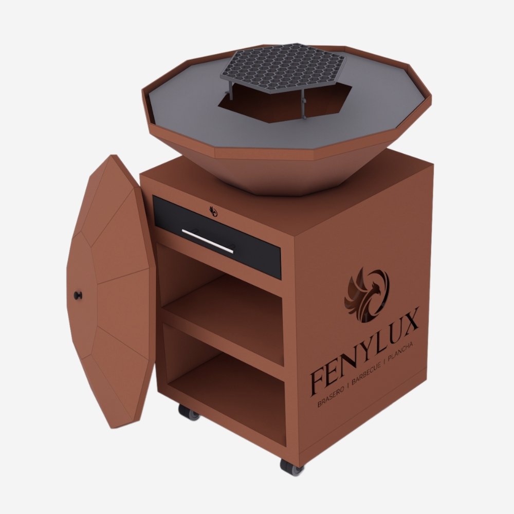 Modélisation 3D brasero FENYLUX effet rouille à Perpignan