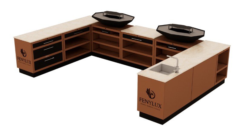 Modélisation 3D d’une cuisine extérieure FENYLUX à Perpignan