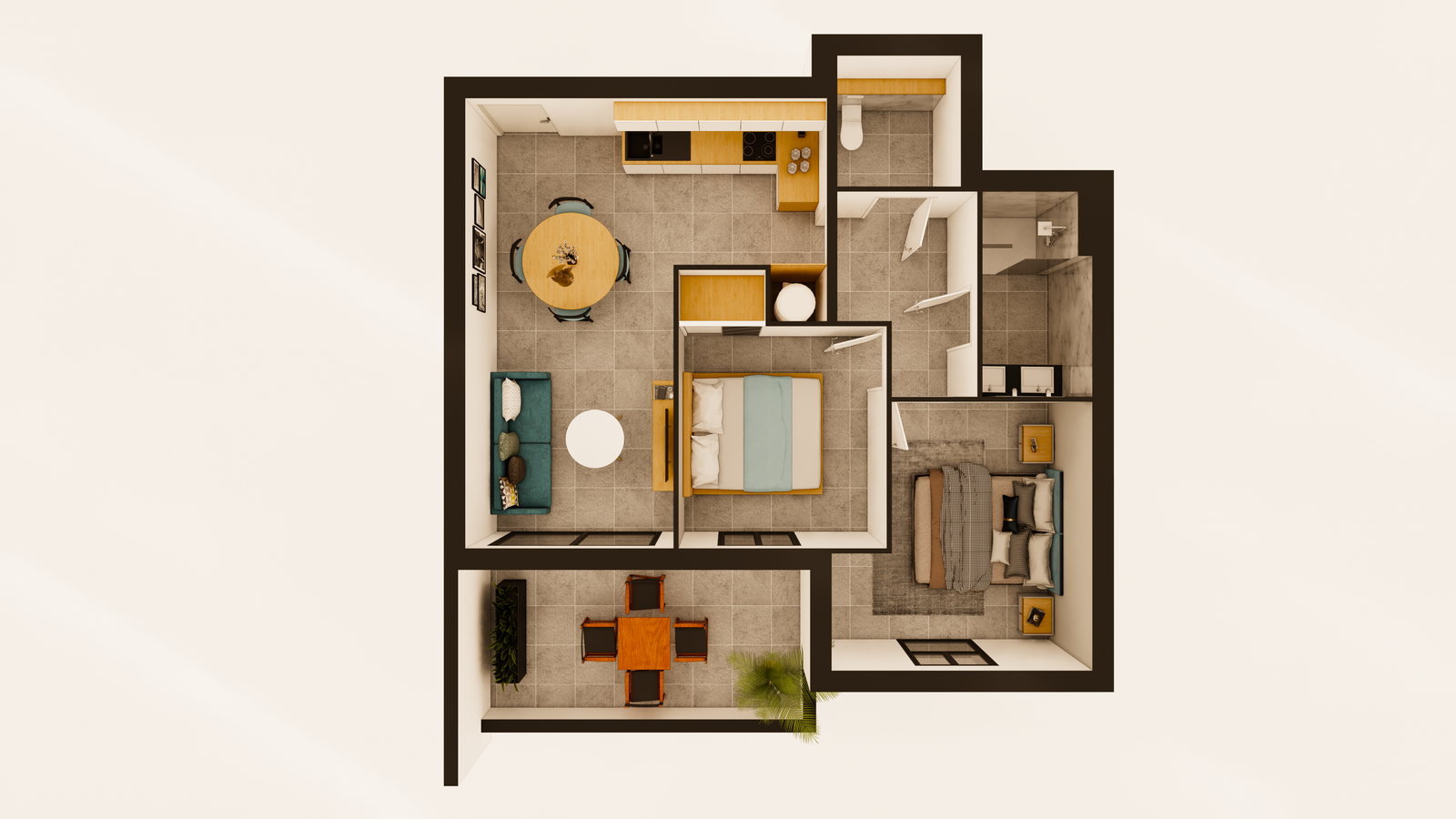 Plan 3D d’un logement T3/T4 – rendu immobilier photoréaliste S3D Design France