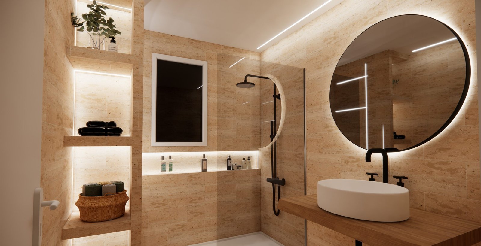 Plan 3D salle de bain design avec éclairage LED – modélisation à distance en France